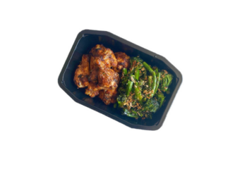 Honey-Glazed Char Sui Chicken Drumettes, Asian style broccolini- 350 g