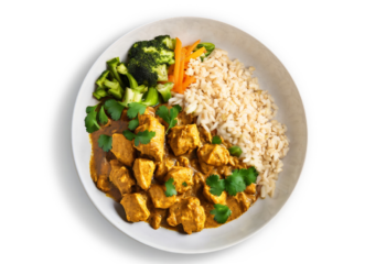 Korma Chicken Curry, brown rice & seasonal vegetables- 450 g